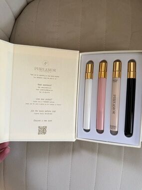 PUREAMOR Travel Perfume Atomizer Set – White, Pink, Nude & Black